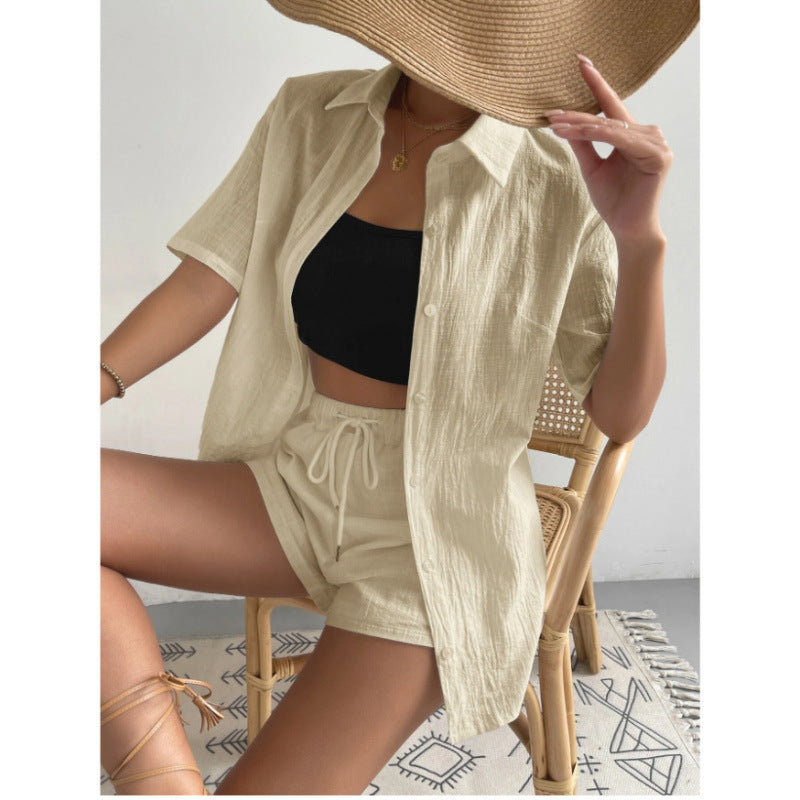 Damen Chice Loungewear-Kombination bestehend aus leichtem, atmungsaktivem Hemd und Shorts R&B