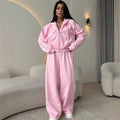 Damen nan weite Highwaist-Loungehose aus Sweatstoff mit Kordelzug und Eingrifftaschen R&B