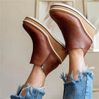 Damen Wedge-Stiefeletten mit hochwertiger Lederspitze und rutschfester Sohle R&B