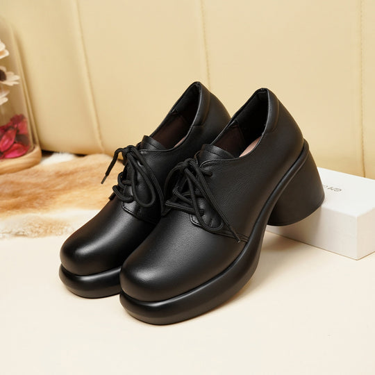 Damen Elegante Schnürschuhe mit hochgezogenem Blockabsatz und weichem Innenfutter R&B