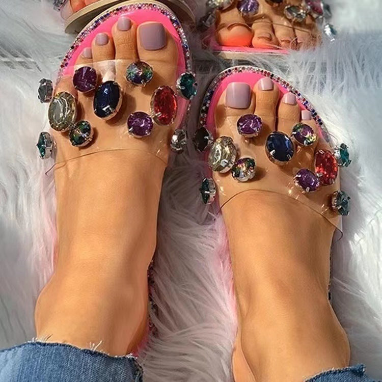 Damen Glitzernde Riemchen-Sandalen mit funkelnden Schmucksteinen R&B