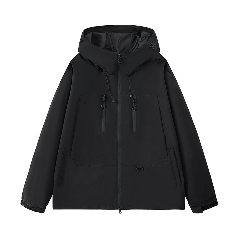 Herren wasserabweisende Outdoor-Jacke mit verstellbarer Kapuze und multifunktionalen Taschen R&B