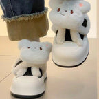 Damen Flauschige Sneaker mit Tiermotiven und komfortablem Futter R&B