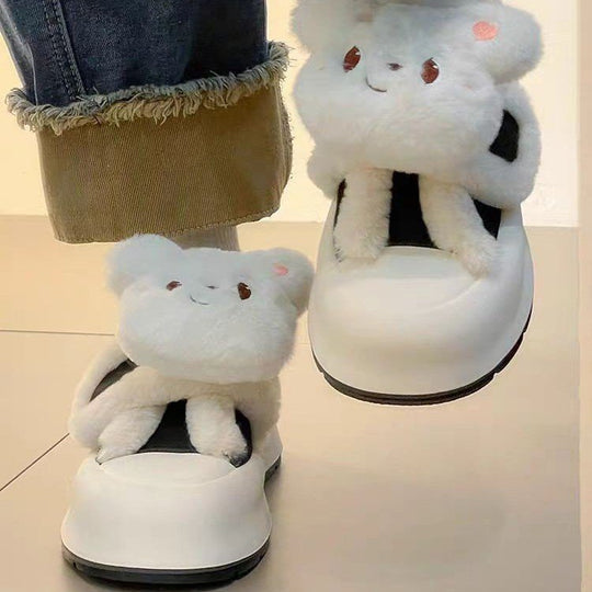 Damen Flauschige Sneaker mit Tiermotiven und komfortablem Futter R&B