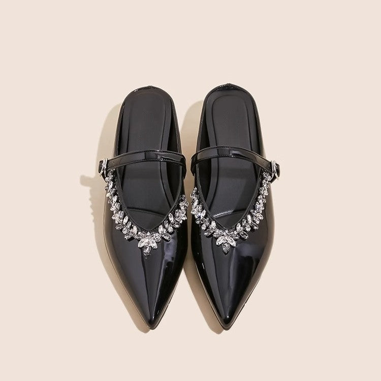 Damen elegante Slingback-Schuhe mit Kristallverzierungen R&B
