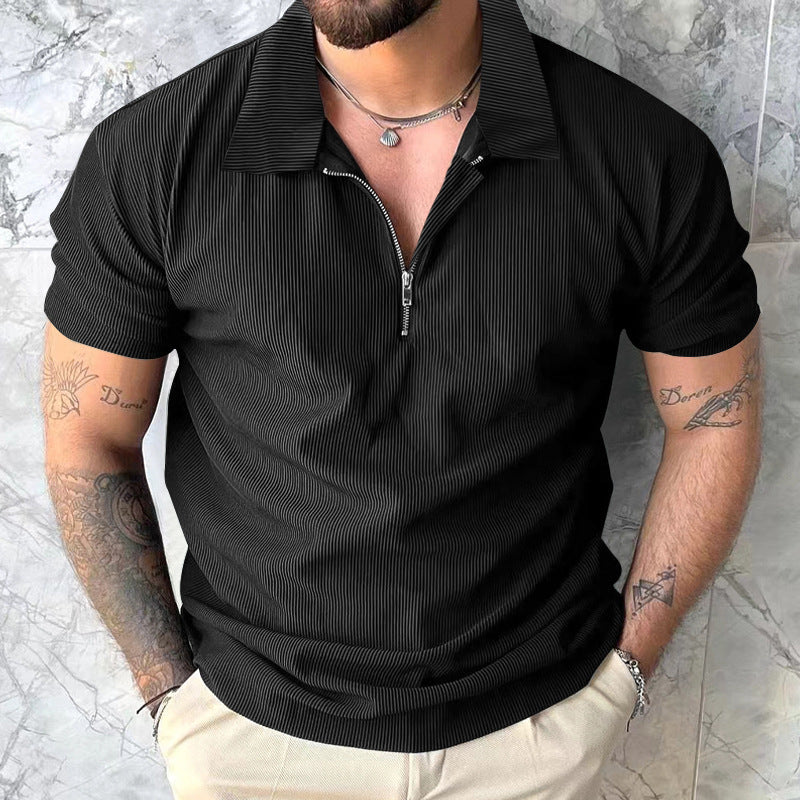 Herren Poloshirt mit modernem Reißverschluss und strukturiertem Design R&B