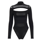 Damen Langarm Bodysuit mit raffiniertem Cut-Out-Design und elegantem Stehkragen R&B