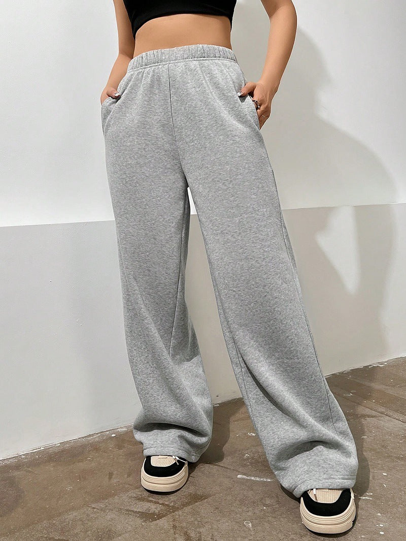 Damen Bequeme High-Waist Freizeithose mit weitem Schnitt R&B