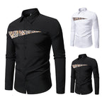 Herren modisches Langarmhemd mit asymmetrischem Muster R&B