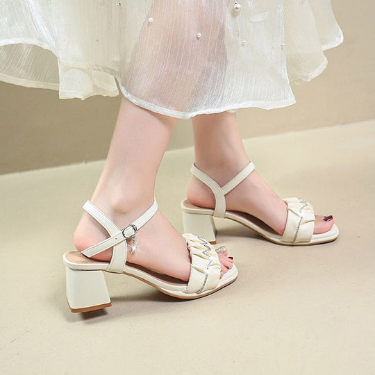 Damen elegante Riemchen Sandalen mit Rüschendetail R&B