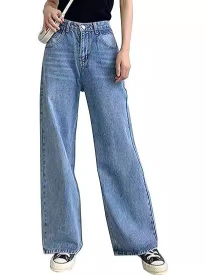 Damen Weite High-Waist Jeans mit praktischen Taschen