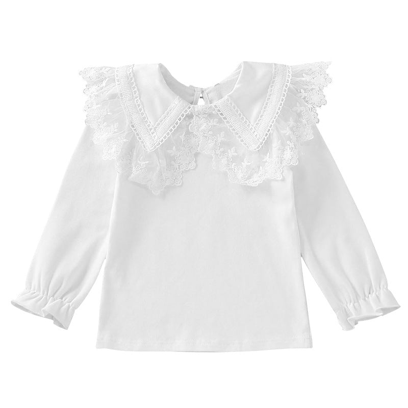 Mädchen Bluse mit romantischem Rüschenkragen und edlen Stickereien R&B