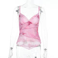Damen Seidiges Spaghetti-Trägertop mit floralem Design R&B