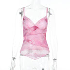 Damen Seidiges Spaghetti-Trägertop mit floralem Design R&B