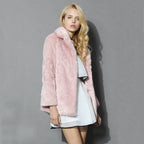 Damen Flauschige Kunstpelzjacke mit elegantem Revers