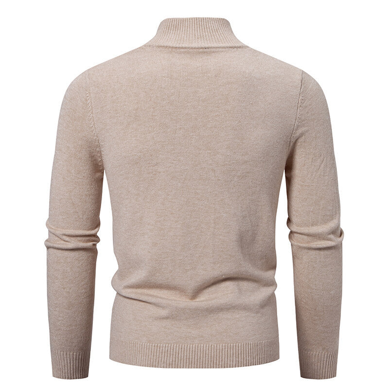 Herren modische Strickjacke mit hohem Kragen und funktionellem Reißverschluss R&B