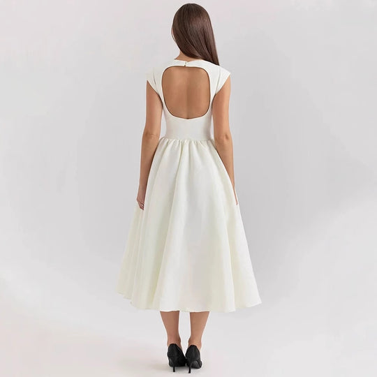 Damen Elegantes A-Linien Cocktailkleid mit Wasserfallausschnitt R&B