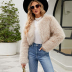 Damen Kunstfelljacke mit voluminösen Ärmeln und elegantem Schnitt R&B