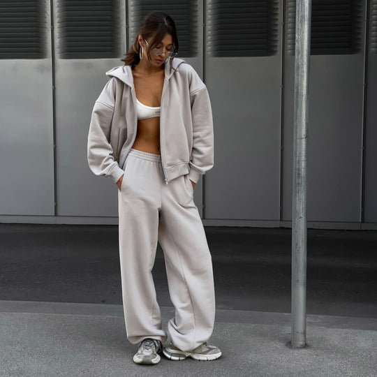 Damen lässiges Kapuzensweatshirt und weite Jogginghose-Set R&B