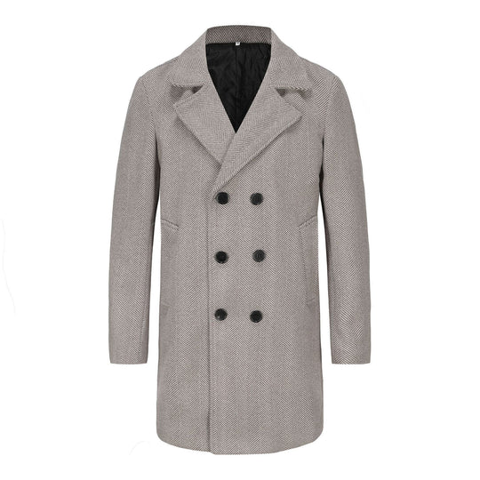 Herren eleganter Doppelreiher-Mantel mit strukturiertem Obermaterial R&B