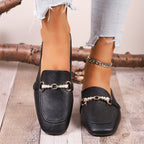 Damen Elegante Mokassins mit Perlen-Detail und modischem Kettenverschluss R&B