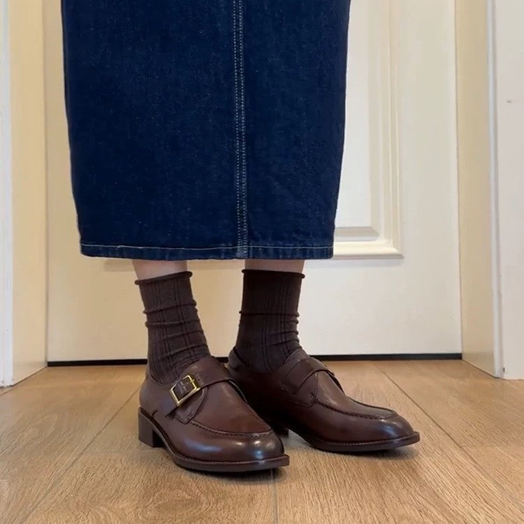 Damen elegante Mokassins mit Schnallenverzierung