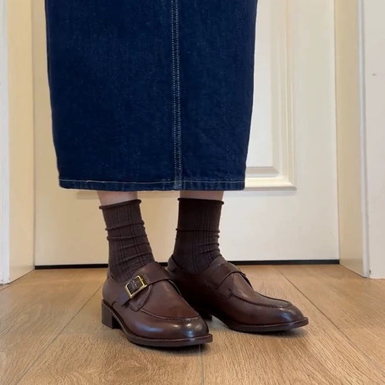 Damen elegante Mokassins mit Schnallenverzierung R&B