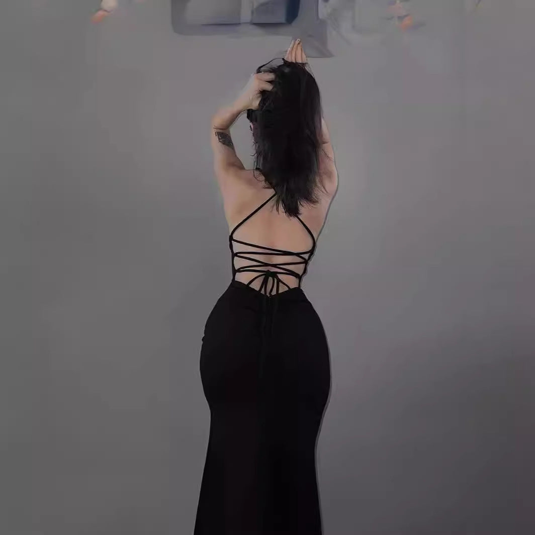 Damen Maxi-Kleid mit verführerischem Schlitz und fein verstellbaren Spaghettiträgern R&B
