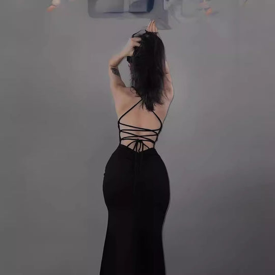 Damen Maxi-Kleid mit verführerischem Schlitz und fein verstellbaren Spaghettiträgern R&B