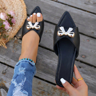 Damen modische Slipper mit eleganter Schleifenapplikation R&B