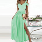 Damen Maxikleid mit elegantem Farbverlauf und schulterfreien Ärmeln R&B