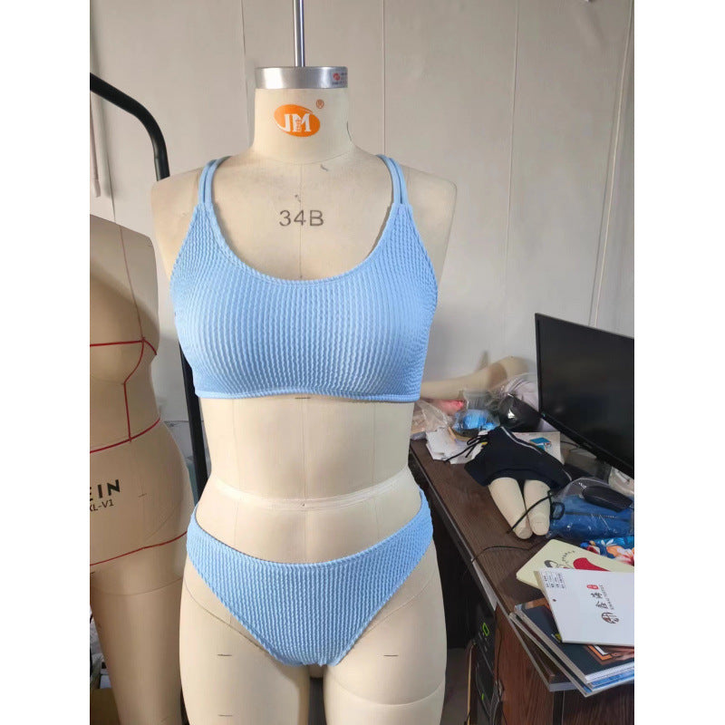 Damen Bikini-Set mit strukturierter Oberfläche und verstellbaren Trägern R&B