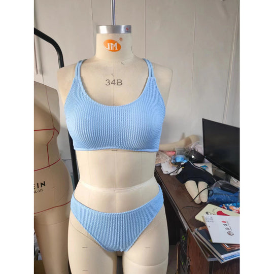 Damen Bikini-Set mit strukturierter Oberfläche und verstellbaren Trägern R&B