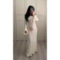 Damen Elegantes Strickkleid mit Rüschendetails und langen Ärmeln R&B