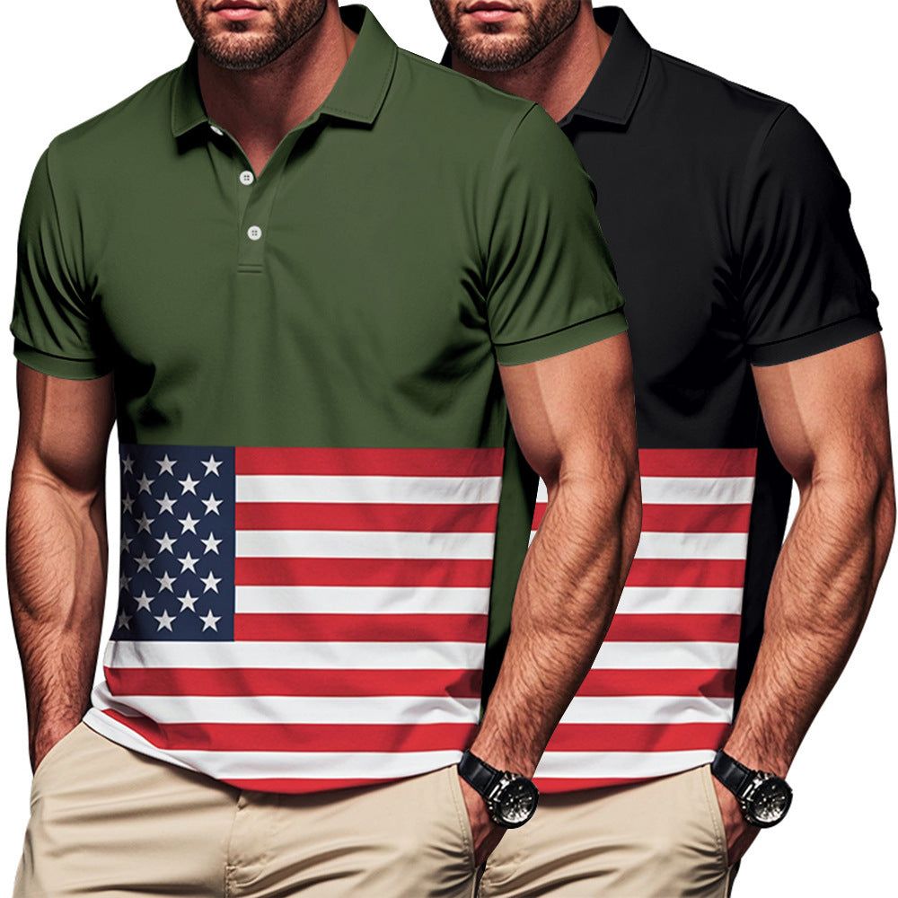 Herren Polo-Shirt mit Flaggenmotiv und klassischem Kragen R&B