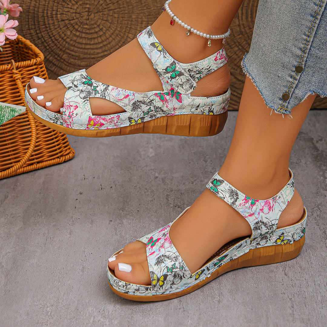 Damen komfortable und luftige Wedge-Sandalen mit verstellbaren Riemen R&B