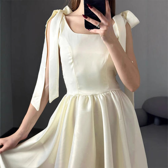 Damen lässiges Sommerkleid mit Schleifen R&B
