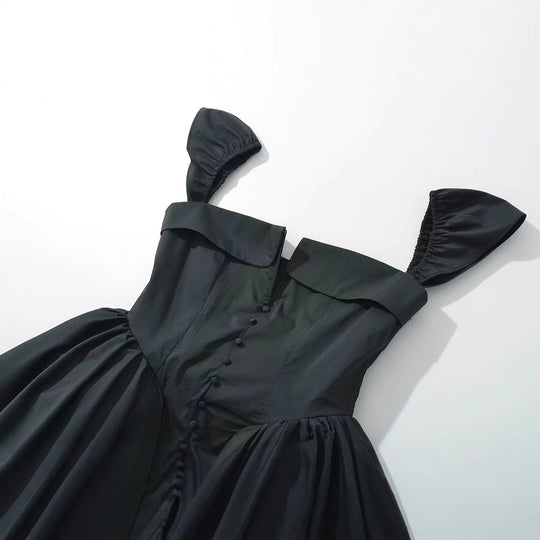Damen Puffärmel Kleid mit taillierter Silhouette und elegantem Rüschensaum R&B