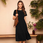 Damen lässiges Midikleid mit Taschen und voluminösen Rüschendetails R&B