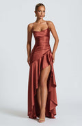 R&B | Maxi Kleid Pflaume Braun