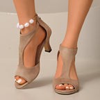 Damen Sandalen mit eleganter Cut-Out-Optik und modischem Absatz R&B