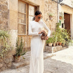 Damen Strickmaxikleid mit strukturiertem Design und langem Ärmel R&B