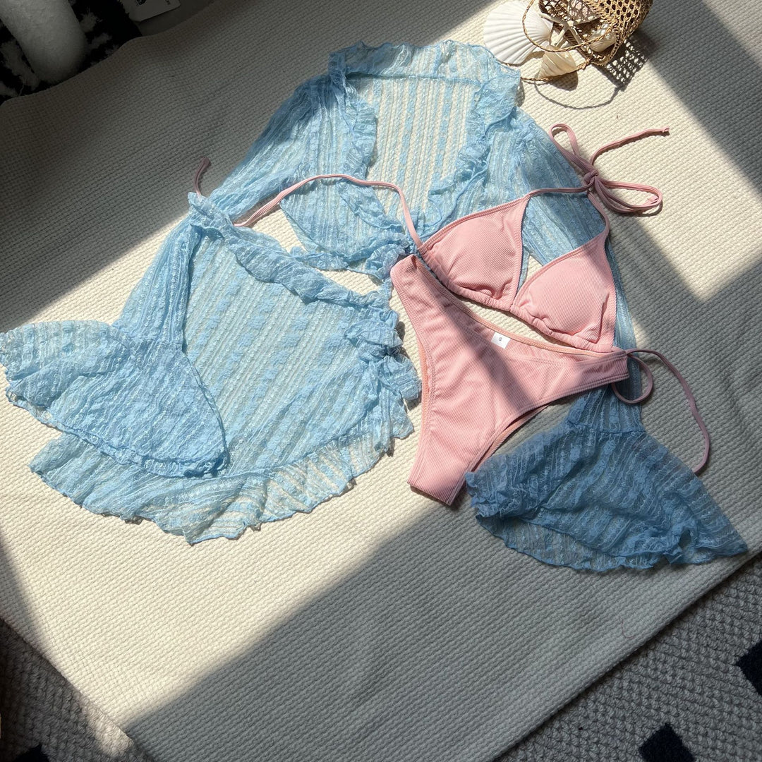Damen Bikini-Set mit elegantem Wickelrock und verspielten Rüschendetails R&B