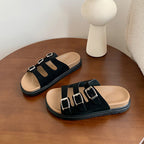 Damen Riemensandalen mit breiten Klettverschlussriemen und bequemer Innensohle EB