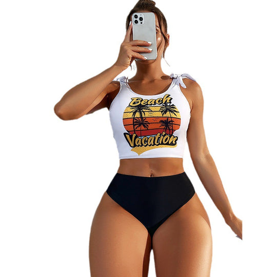 Damen Bikini-Set mit grafischem Motiv und hohem Beinausschnitt R&B