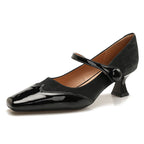 Damen elegante Mary Jane Pumps mit komfortablem Blockabsatz und verstellbarem Riemen