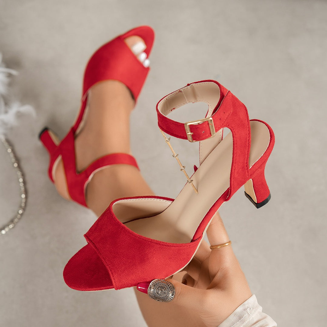 Damen Offene High Heel Sandalen mit verstellbarem Riemen R&B