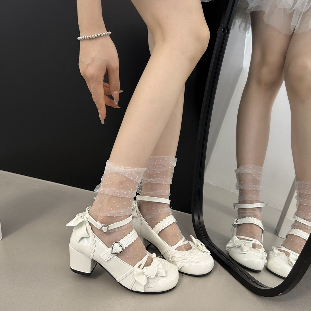 Damen Vintage Ballerinas mit Herz-Details R&B