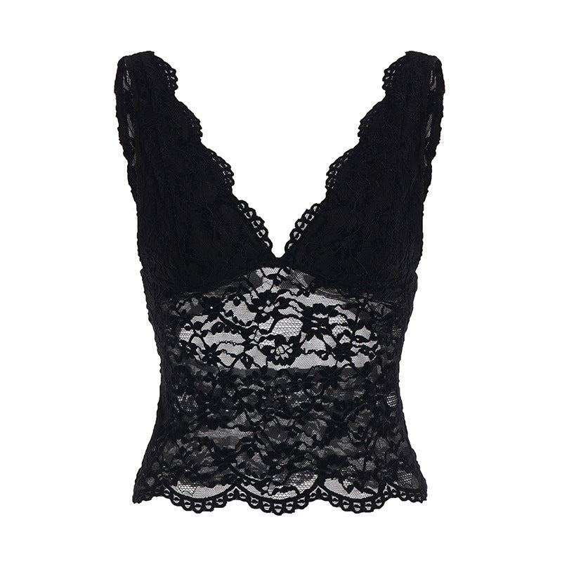 Damen Spitzen-Camisole mit tiefem V-Ausschnitt und eleganter Spitze R&B