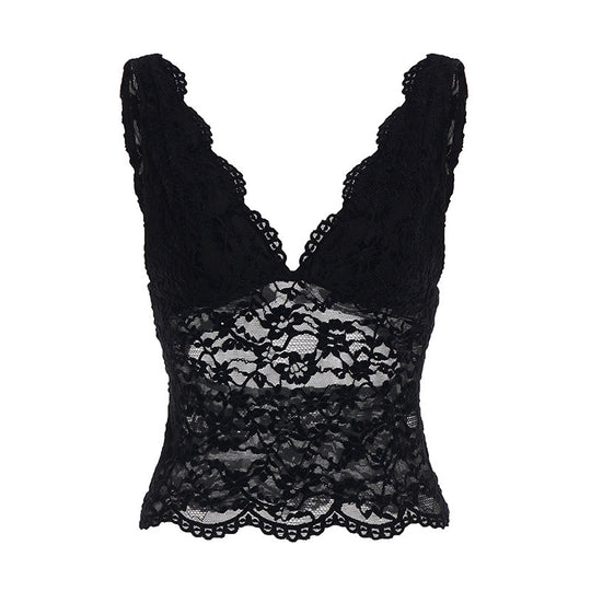 Damen Spitzen-Camisole mit tiefem V-Ausschnitt und eleganter Spitze R&B